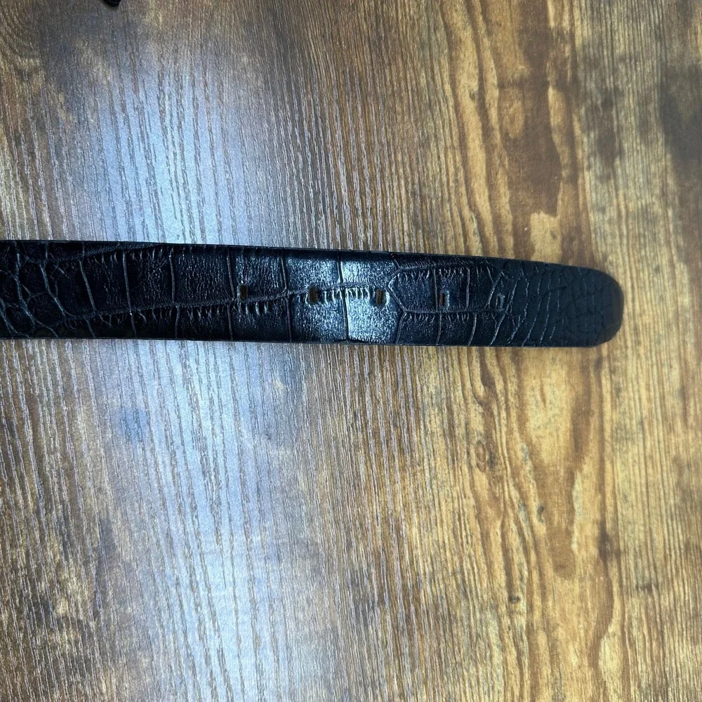 Kenneth Cole New York Mens Black Crocodile Embossed Italian Leather Belt K1682 M
